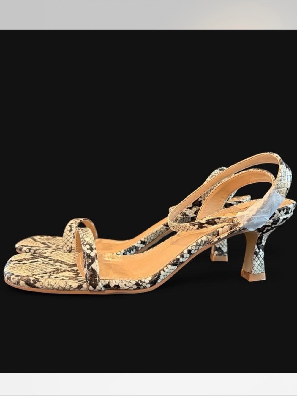 Lulu's Beige Snake-Print Slingback Low Heels
